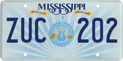 MS license plate ZUC202