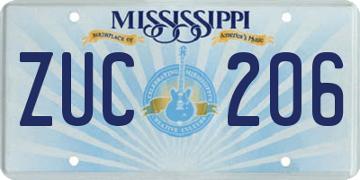 MS license plate ZUC206