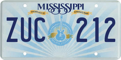 MS license plate ZUC212