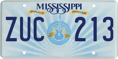 MS license plate ZUC213