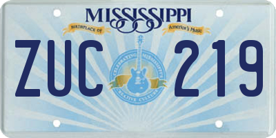 MS license plate ZUC219