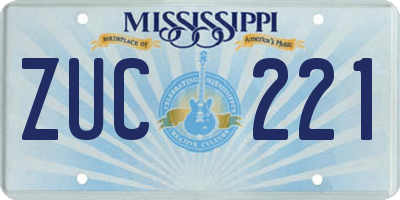 MS license plate ZUC221