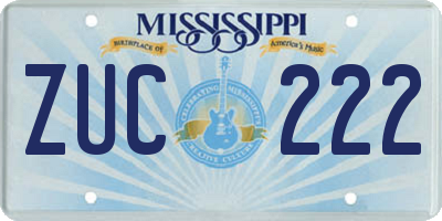 MS license plate ZUC222