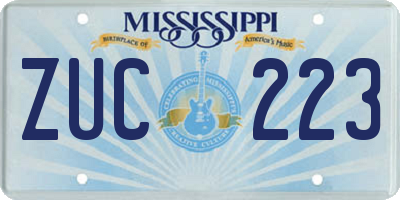 MS license plate ZUC223
