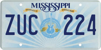 MS license plate ZUC224