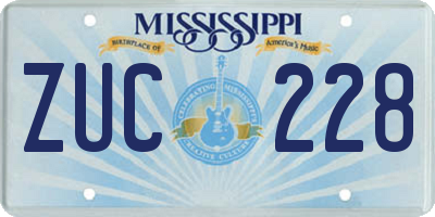 MS license plate ZUC228