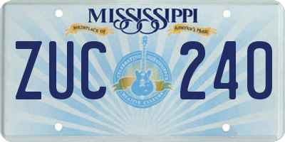 MS license plate ZUC240
