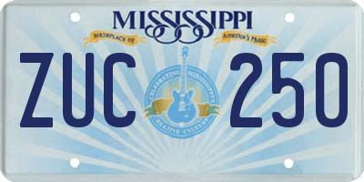 MS license plate ZUC250