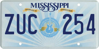MS license plate ZUC254