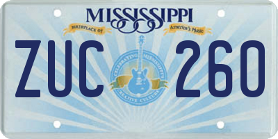 MS license plate ZUC260