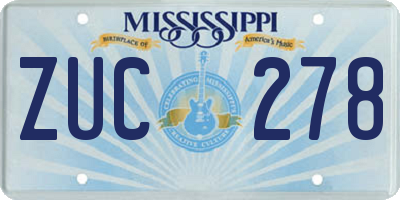 MS license plate ZUC278