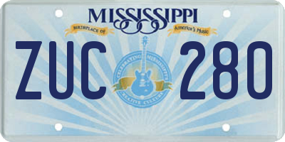 MS license plate ZUC280