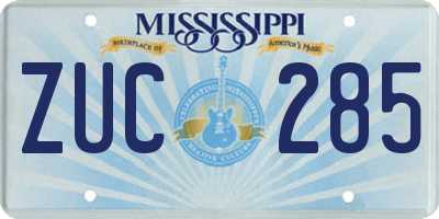 MS license plate ZUC285