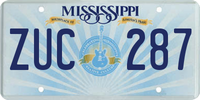 MS license plate ZUC287
