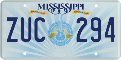 MS license plate ZUC294