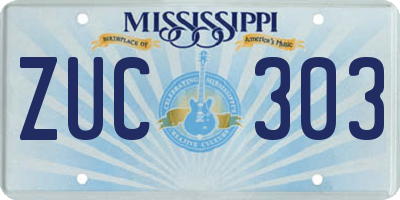 MS license plate ZUC303