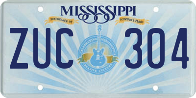 MS license plate ZUC304