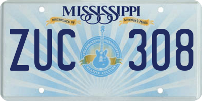 MS license plate ZUC308