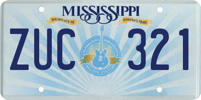 MS license plate ZUC321