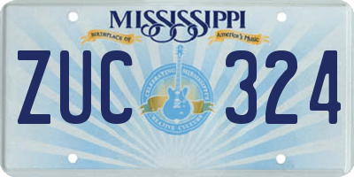MS license plate ZUC324