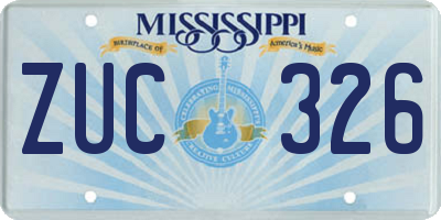 MS license plate ZUC326