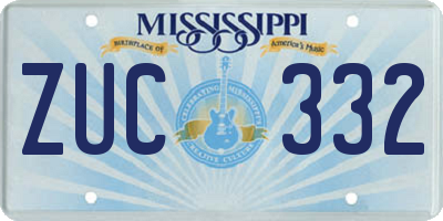 MS license plate ZUC332