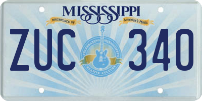 MS license plate ZUC340