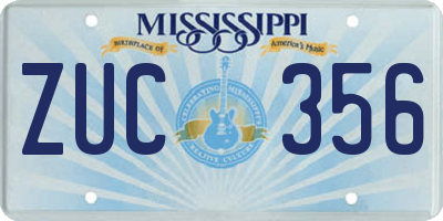 MS license plate ZUC356