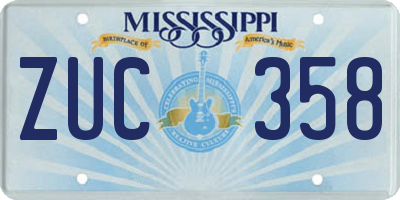 MS license plate ZUC358