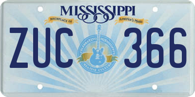 MS license plate ZUC366