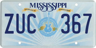 MS license plate ZUC367