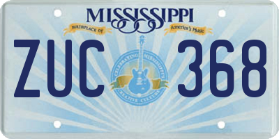 MS license plate ZUC368