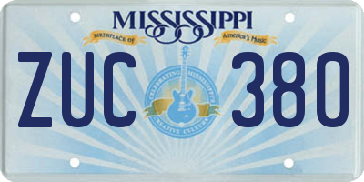 MS license plate ZUC380