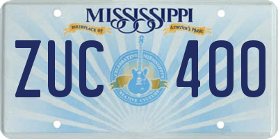 MS license plate ZUC400