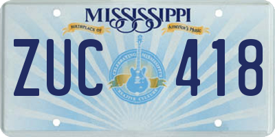 MS license plate ZUC418