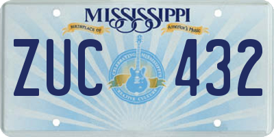 MS license plate ZUC432