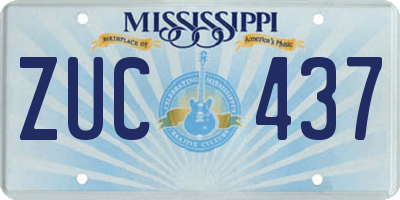 MS license plate ZUC437