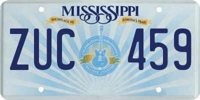 MS license plate ZUC459