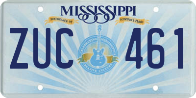 MS license plate ZUC461