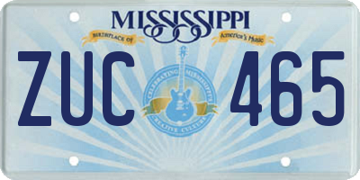 MS license plate ZUC465