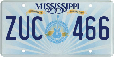 MS license plate ZUC466