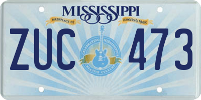 MS license plate ZUC473
