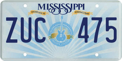 MS license plate ZUC475