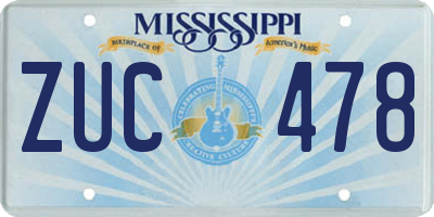 MS license plate ZUC478