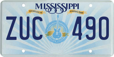 MS license plate ZUC490