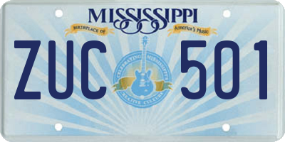 MS license plate ZUC501