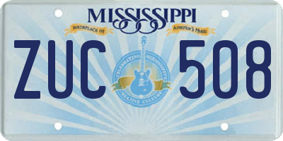 MS license plate ZUC508