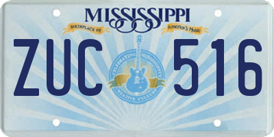 MS license plate ZUC516