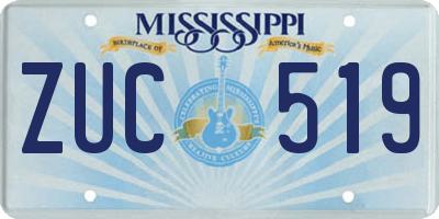 MS license plate ZUC519