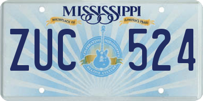 MS license plate ZUC524